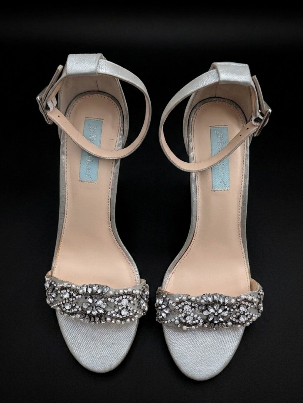 Silver Embellished Open-Toe High Heel Sandals